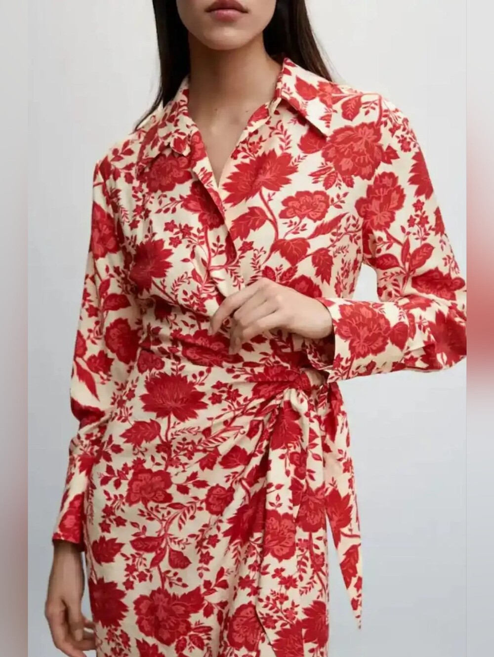 MANGO Women's Floral Wrap Dress Size 2 - Picture 3 of 10